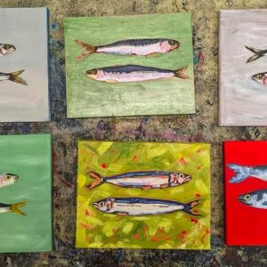 Something Fishy - Sardines in Acrylic Paint - Workshop with Lisa Leskien