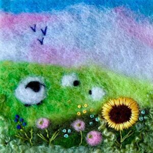2d Needle Felted Pastoral Scene with Marion